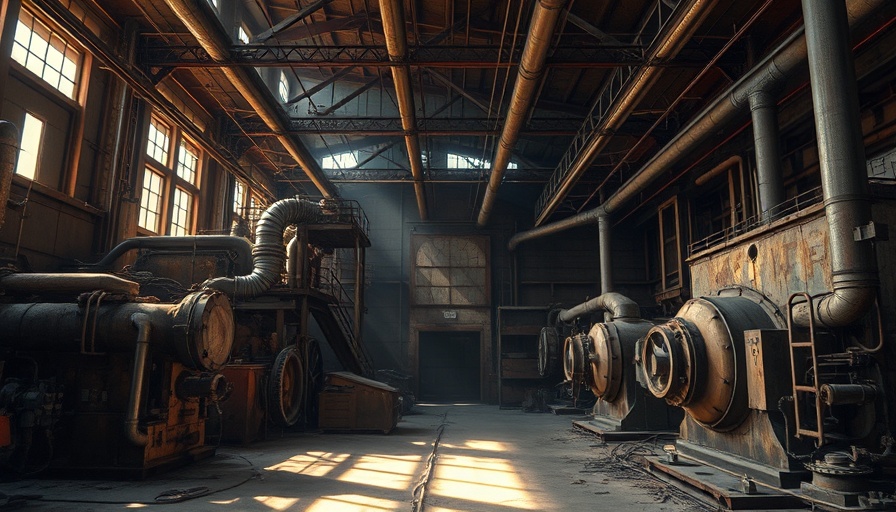 Rusty machinery in an abandoned factory.