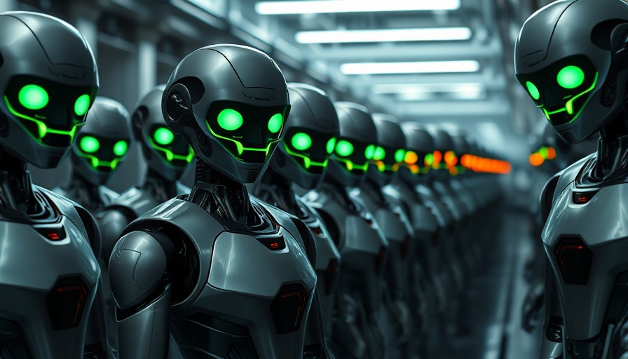 HIMITSU8 Agentic AI Framework Launch with futuristic robots in corridor.