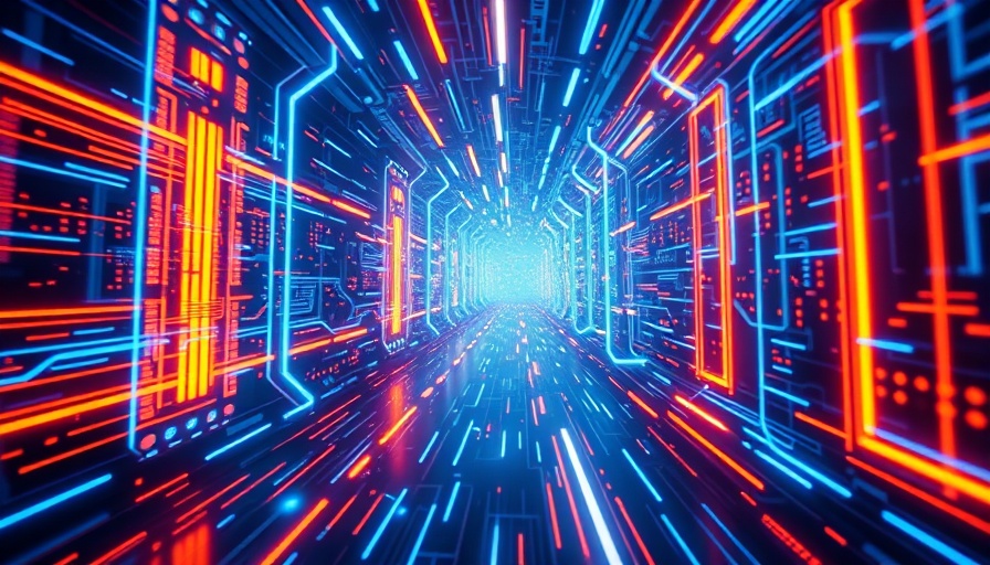 Futuristic digital light streams depicting Agentic AI implementation in business.