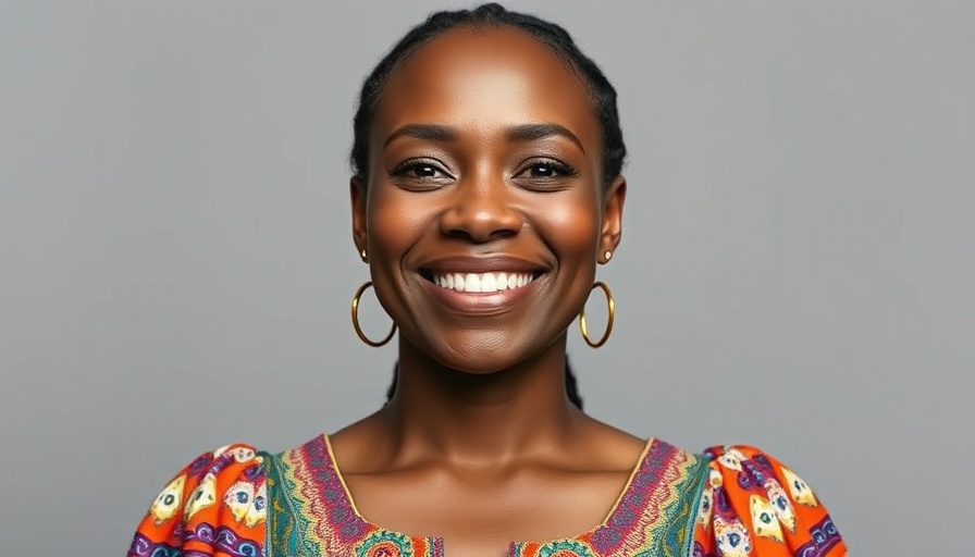 Smiling woman in colorful dress portrait, high-quality photo