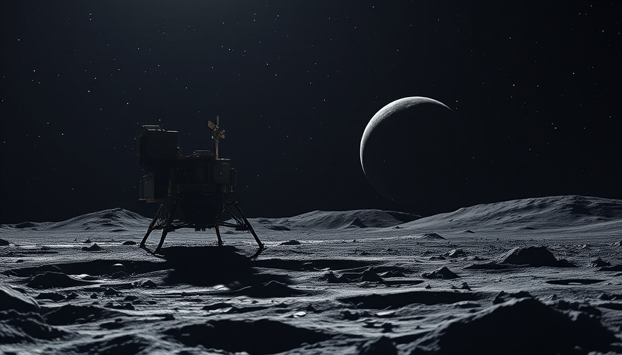 Private space mission successful lunar landing silhouette on moon.