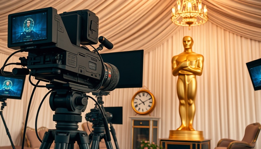 Brand Engagement at the Oscars setup with cameras and golden statue.