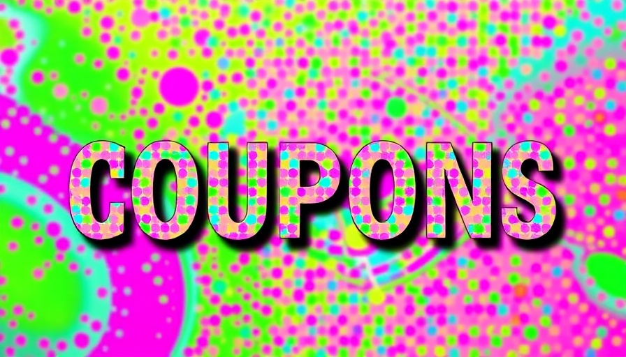 Colorful halftone 'COUPONS' text for Peacock promo codes.