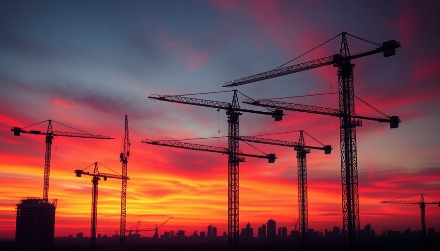 Construction cranes at sunset symbolizing Engineering and Construction M&A Growth.