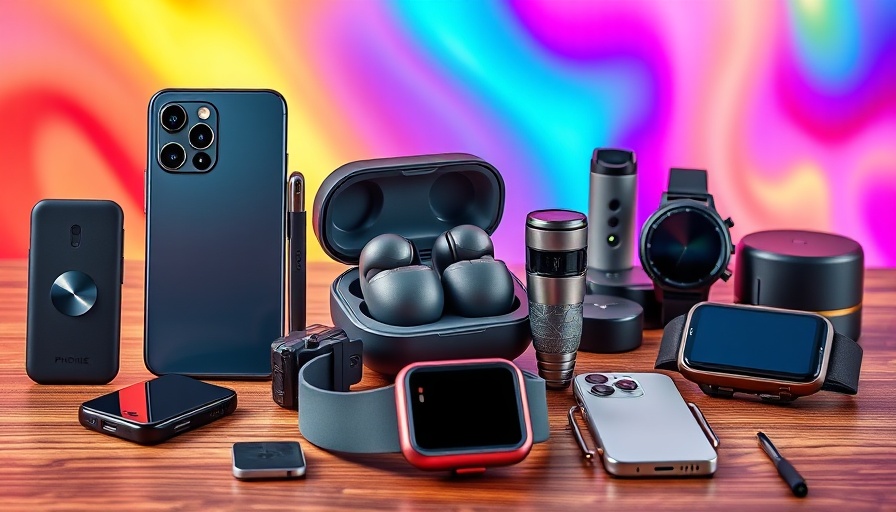 Collection of top gadgets at MWC 2025, featuring smartphone and smartwatch.