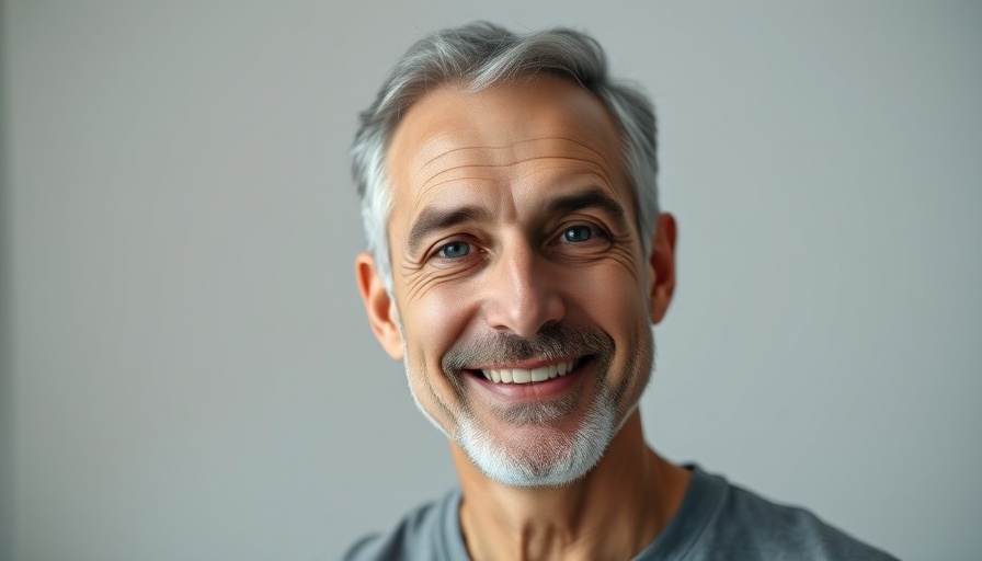 Man smiling in front of gradient background, AI in Drug Development