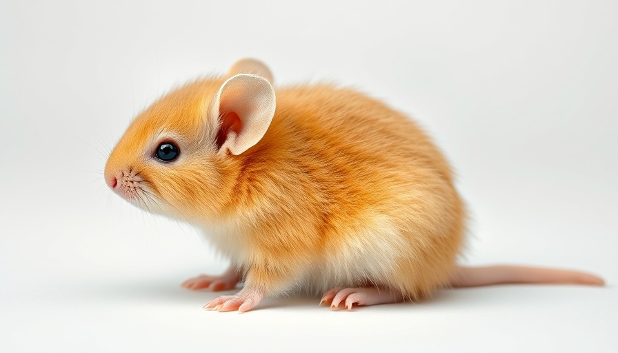 Woolly golden mouse on a white background.