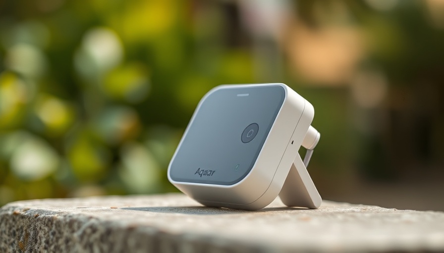 Sleek Aqara Camera Hub G5 Pro on an outdoor surface.