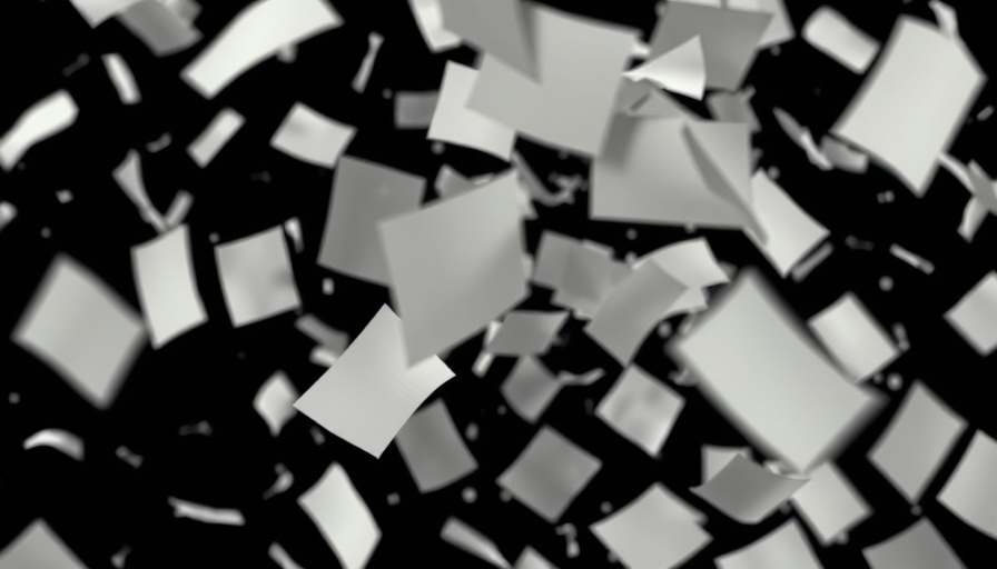 Floating papers symbolize Trump cuts AI funding.