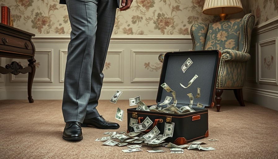 Money falling from briefcase, symbolizes DOGE Government Salaries.