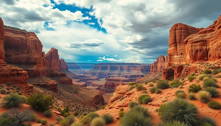 Breathtaking canyon view in a national park under a broad sky.