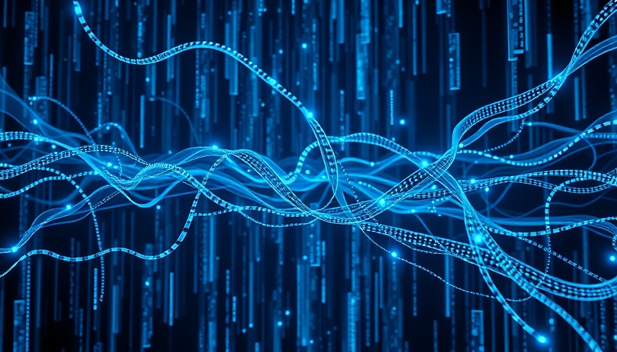 Futuristic digital ribbons, depicting top trends in data and analytics for 2025.