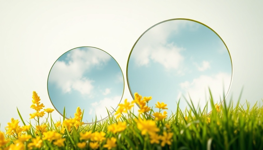 Abstract depiction of Climate Transition Impact Framework with sky, foliage, and grass elements.