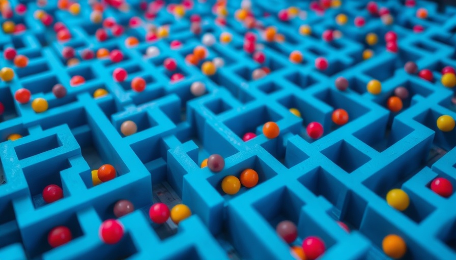 Abstract maze symbolizing reinforcement learning in AI with vibrant colors.