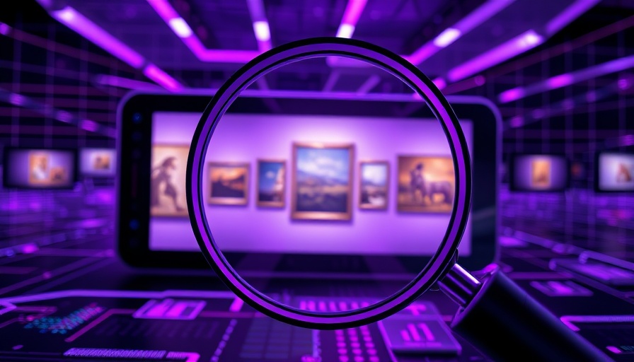Futuristic digital art interface addressing AI copyright issues.