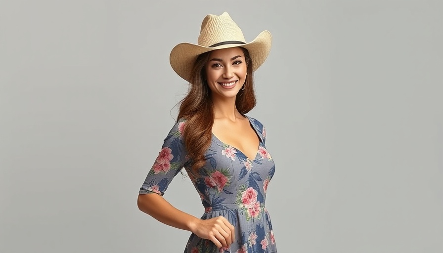 David's Bridal new CEO Kelly Cook in a floral dress and cowboy hat.