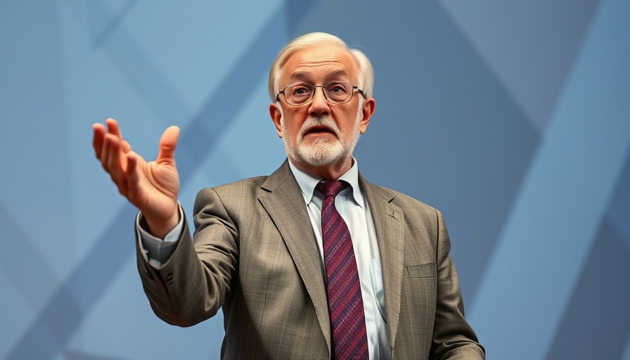 Elderly man presenting against abstract background, Broadcom stock earnings AI chips.