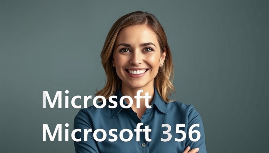 Confident woman with Microsoft 365 and AI sales agents text.