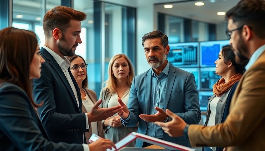 Professionals negotiating digital transformation techniques in a modern office.