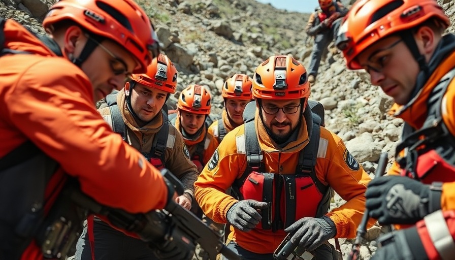 Search and rescue team demonstrating high performance outdoors.