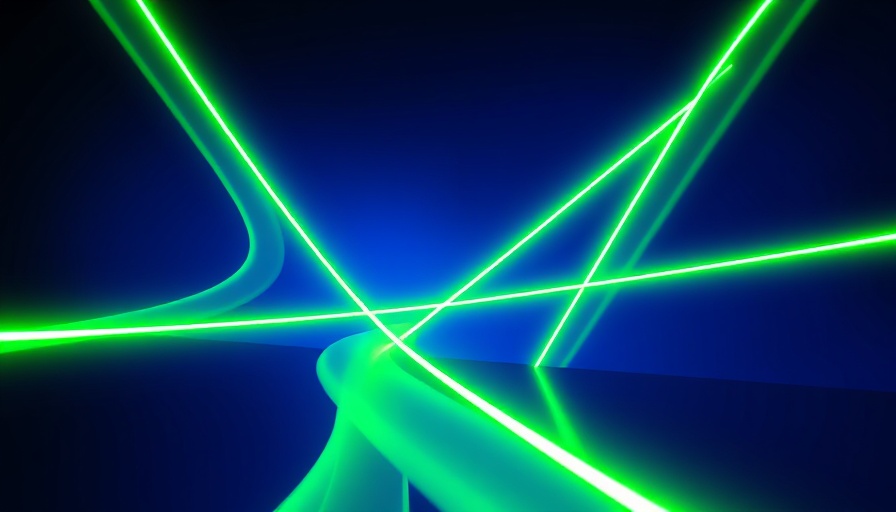 Abstract green neon lights creating futuristic design, SQM operational excellence with technology.