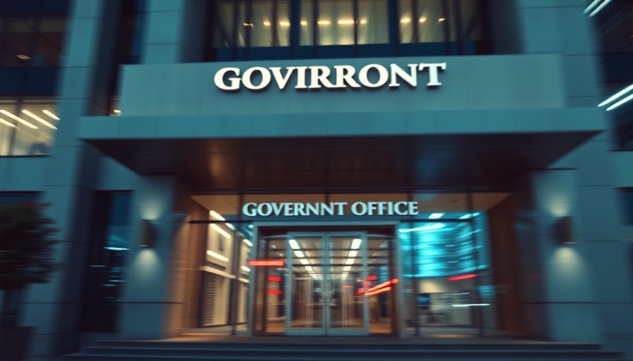 Blurred lights at General Services Administration building, modern design.