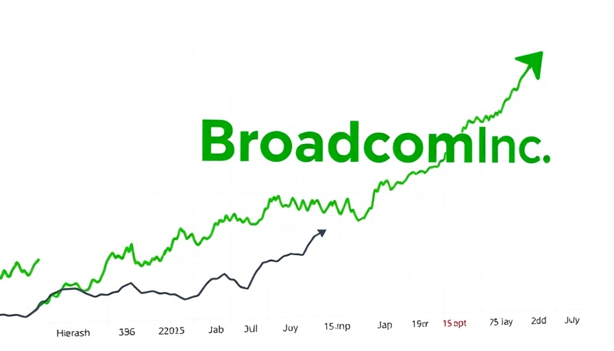 Stock chart showing Broadcom momentum growth in past 6 months.