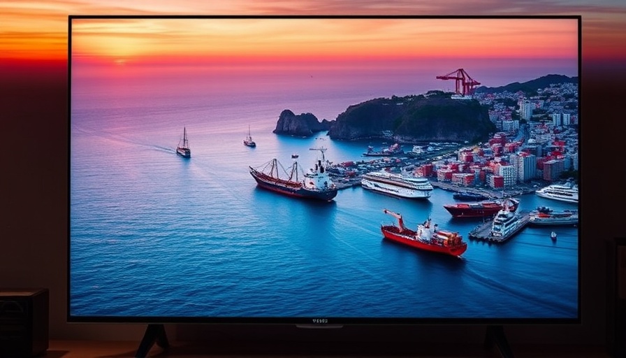 TCL QM6K TV review image showing ocean scene and TV ports.