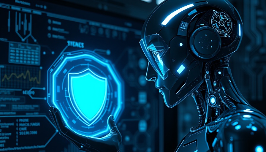 AI-powered CVE security testing interface with digital humanoid and shield.