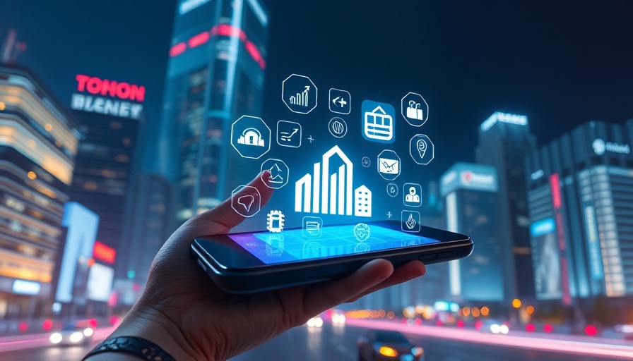 Futuristic cloud-native banking concept with holographic smartphone.