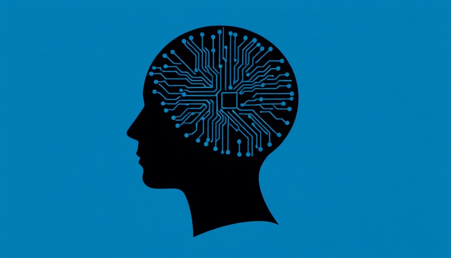 AI integration concept with circuit board human silhouette.