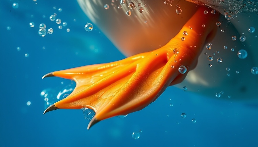 Close-up of duck feet paddling underwater, highlighting DuckDuckGo AI privacy features.