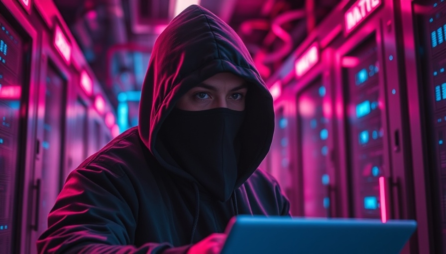 DDoS attack disrupts X Corp as hacker targets servers, cinematic scene.