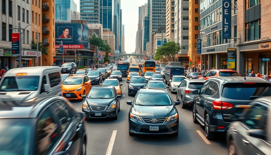 Dynamic urban traffic scene with diverse vehicles and pedestrians
