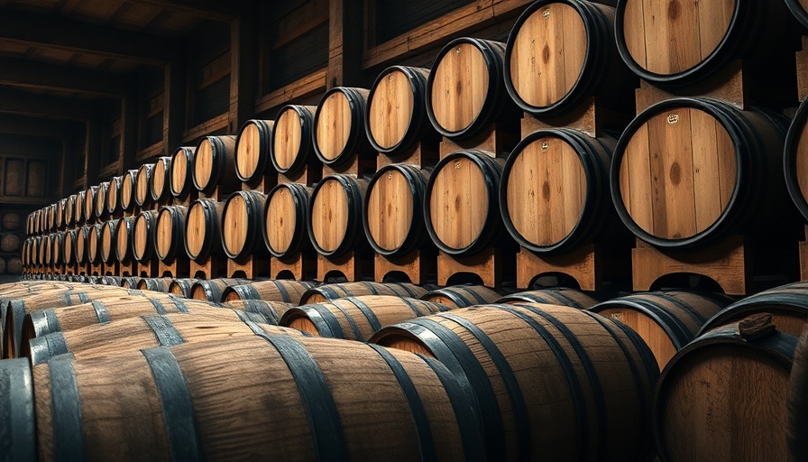 Barrels in a warehouse, symbolizing DistilBART for text summarization.