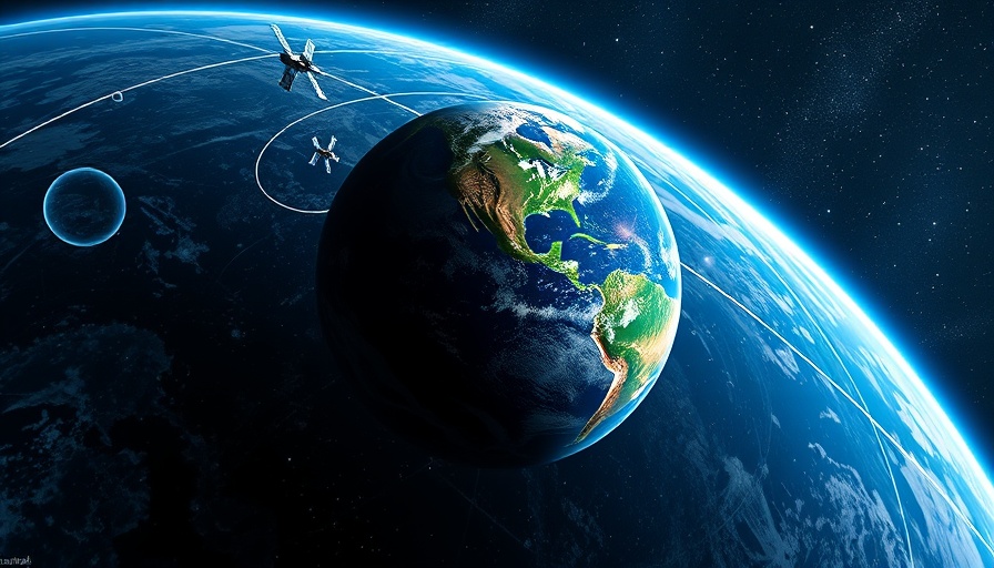 Satellite network orbiting Earth depicting replacing Starlink in Ukraine.