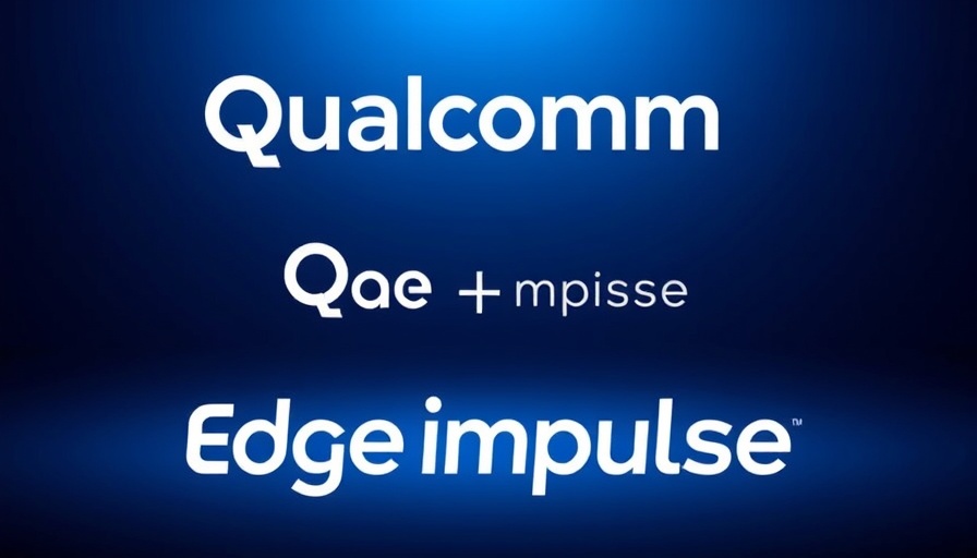 Qualcomm acquisition of Edge Impulse logo on blue background.