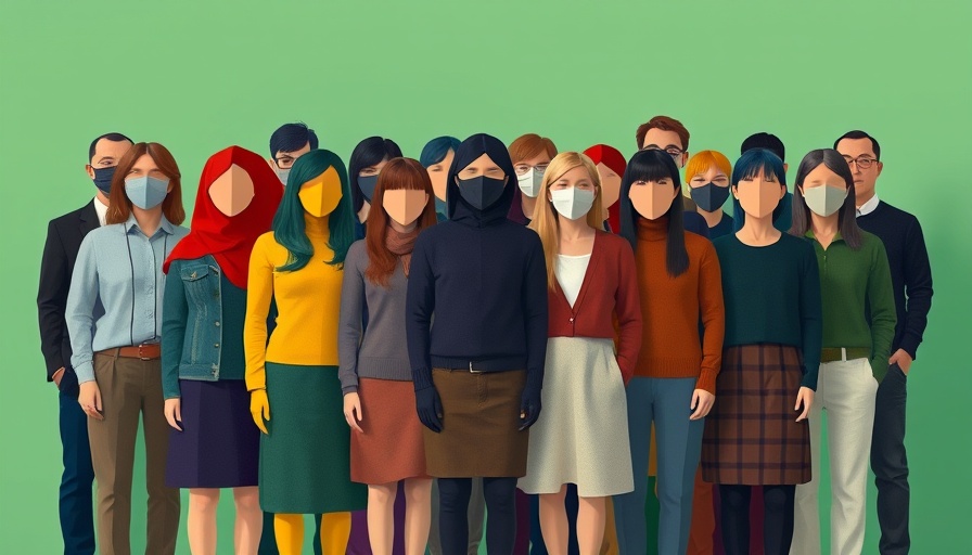 Abstract art representing diverse group with obscured faces, AI benchmarks for reducing bias.