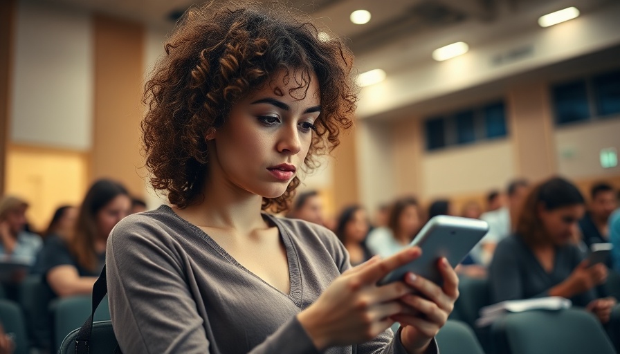 Student in lecture hall engaging with AI agents in higher education.