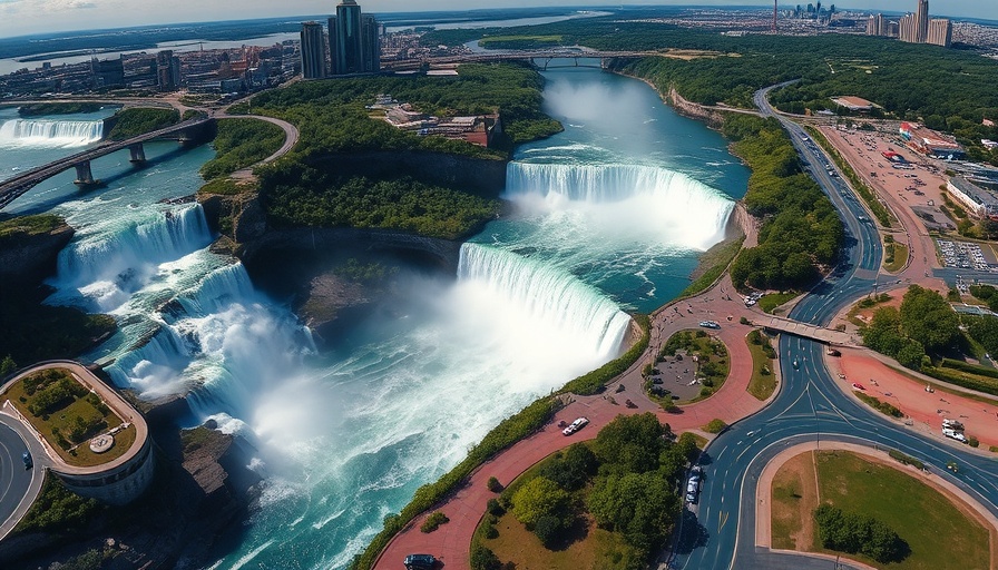 Aerial view of Niagara Falls, perfect for 'Visit Niagara Falls Ontario in an RV Rental'.