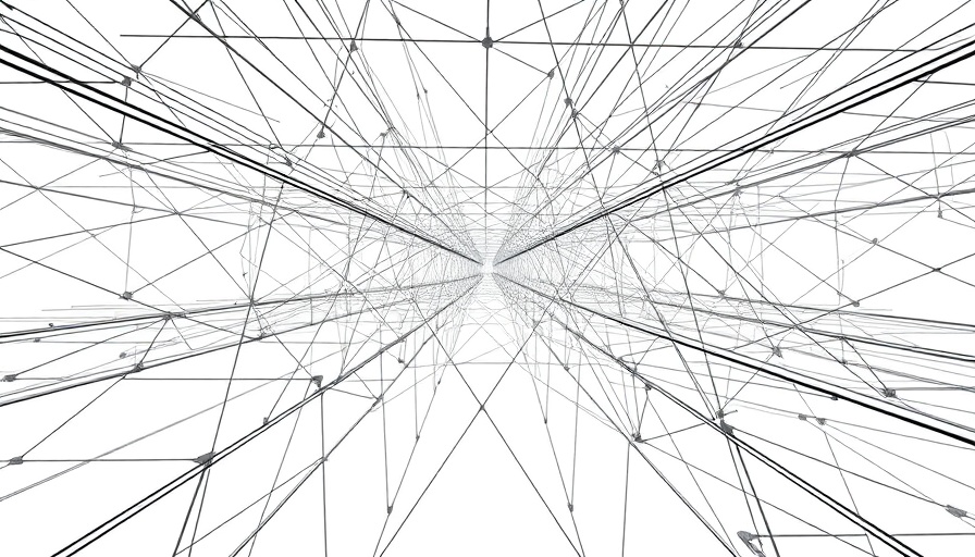 Abstract grid structure resembling matrices, intersecting lines in 3D space.