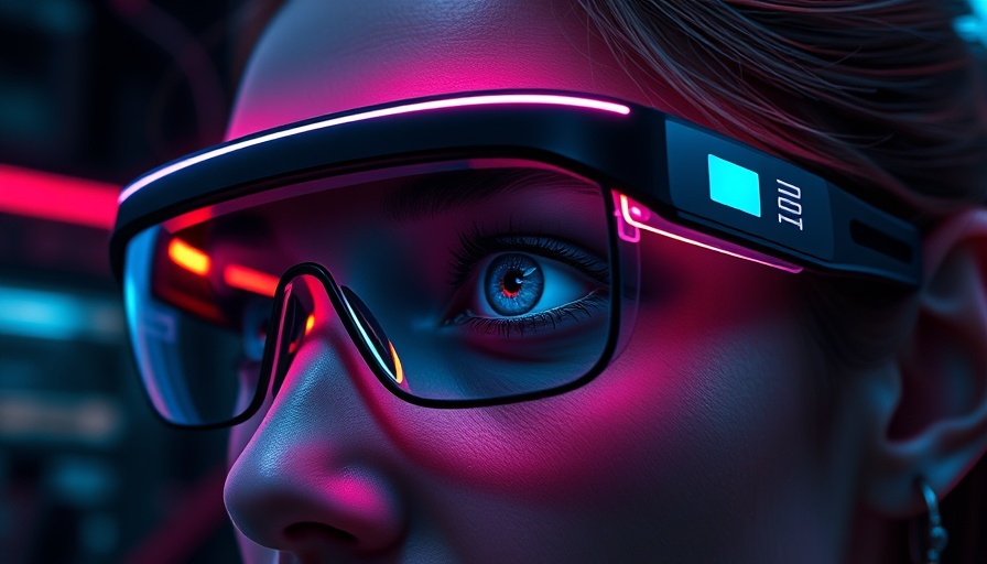 Futuristic smart glasses highlighting Google AdHawk eye-tracking technology.