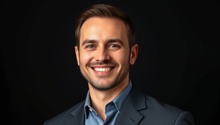 Portrait of a smiling businessman highlighting open banking themes.