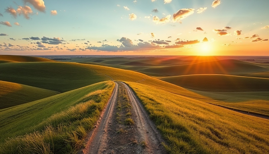 Boondocking in Kansas, scenic rolling hills at sunset