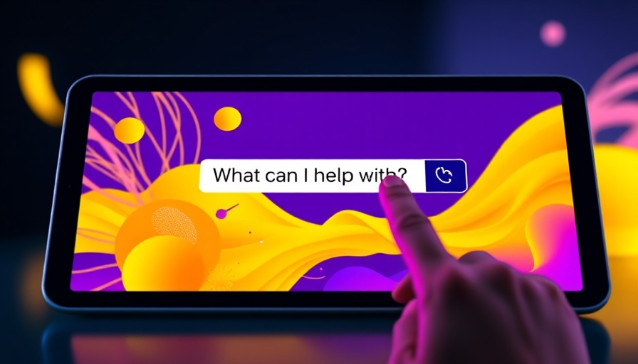 Digital interface on a tablet with artistic abstract background, AI creativity and artist rights.
