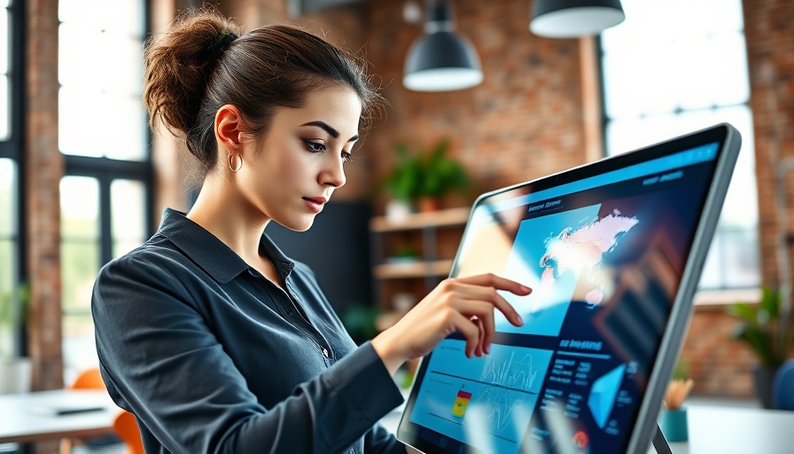 Unlock AI's full potential: Woman analyzing digital design in office.