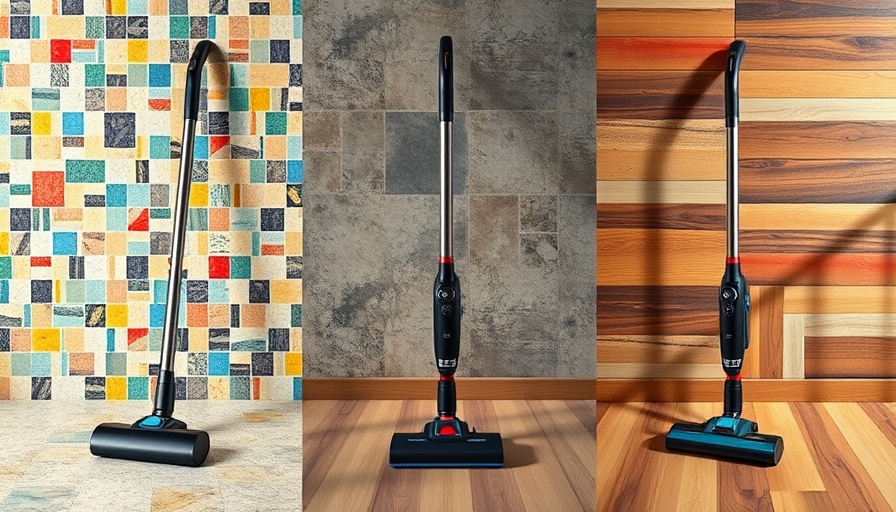 Three modern vacuums for pet hair, colorful display.