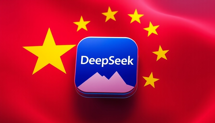 DeepSeek AI app icon on Chinese flag background, symbolizing integration.