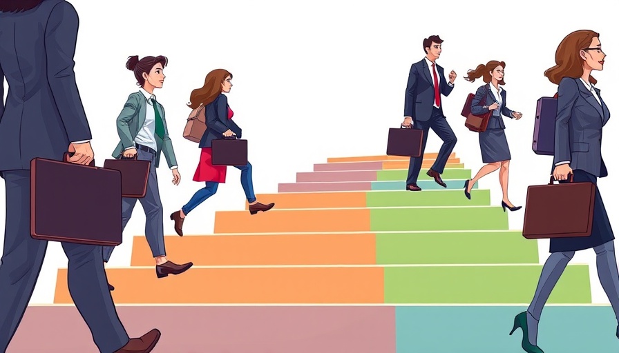CMO Tenure in 2024: Business professionals climbing career steps.