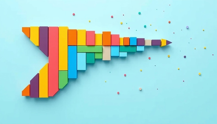Dynamic 3D arrow in vibrant colors symbolizes directional movement.